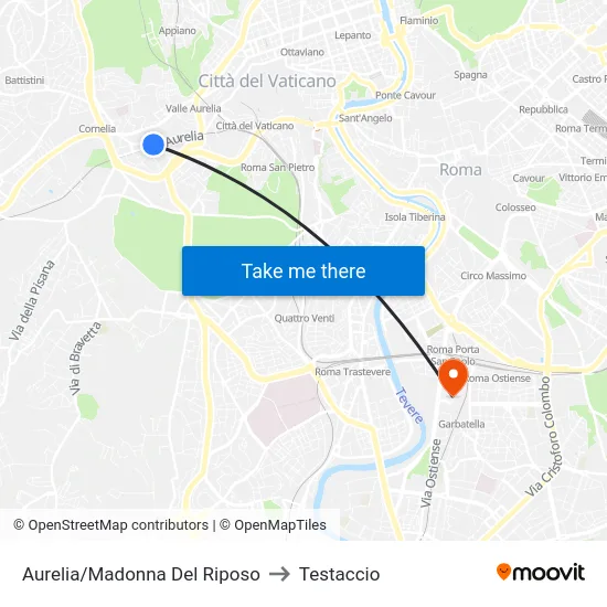 Aurelia/Madonna Del Riposo to Testaccio map