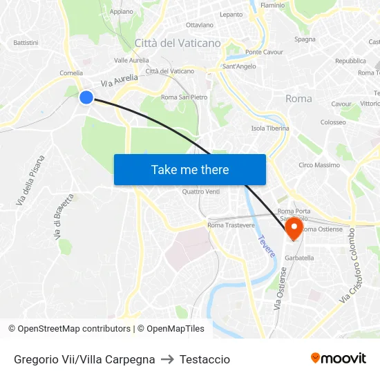 Gregorio Vii/Villa Carpegna to Testaccio map