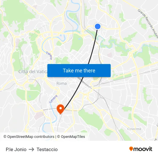 P.le Jonio to Testaccio map