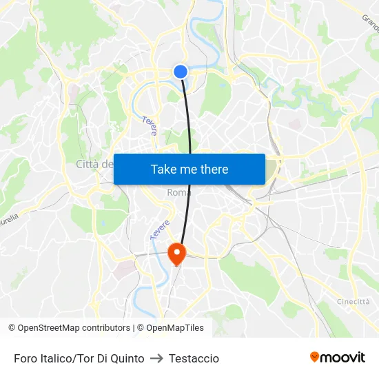 Foro Italico/Tor Di Quinto to Testaccio map