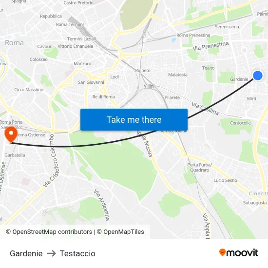 Gardenie to Testaccio map