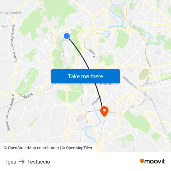 Igea to Testaccio map