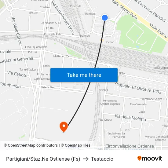 Partigiani/Staz.Ne Ostiense (Fs) to Testaccio map