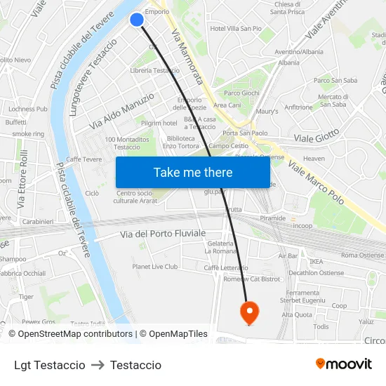 Lgt Testaccio to Testaccio map