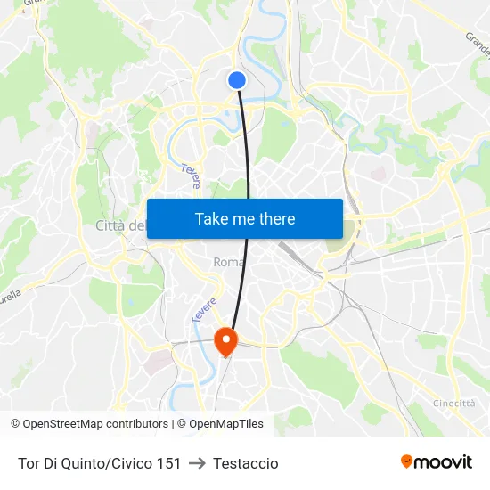 Tor Di Quinto/Civico 151 to Testaccio map