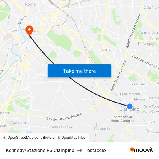 Kennedy/Stazione FS Ciampino to Testaccio map