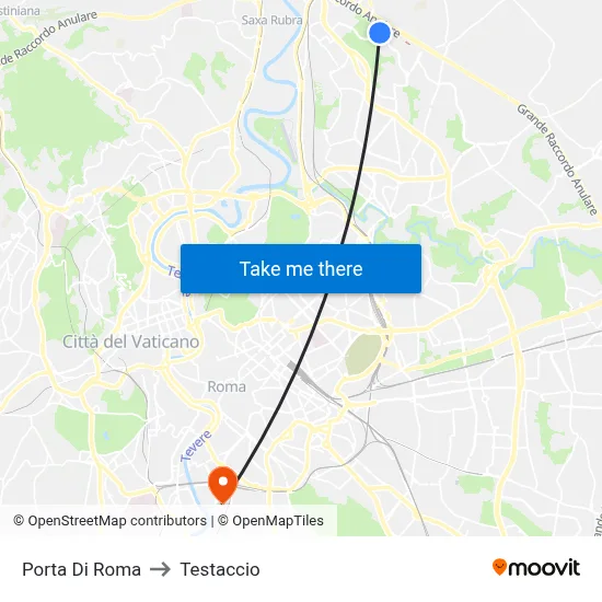 Porta Di Roma to Testaccio map