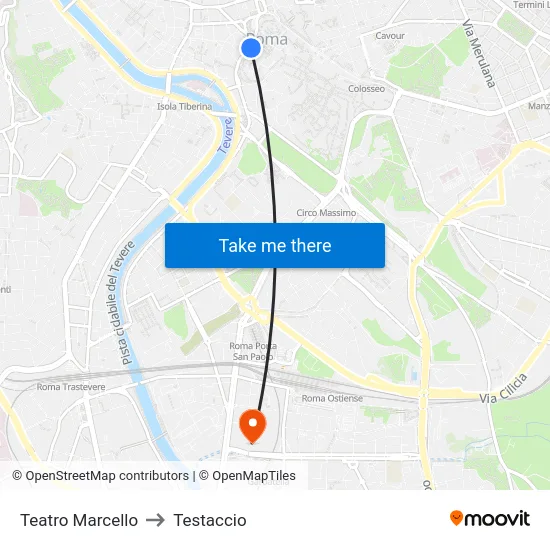 Teatro Marcello to Testaccio map