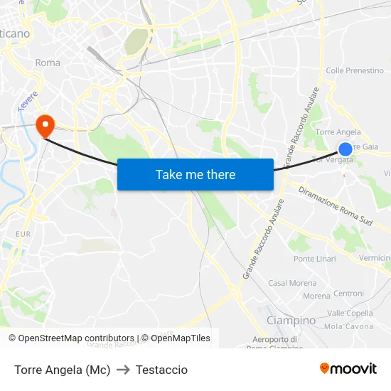 Torre Angela (Mc) to Testaccio map