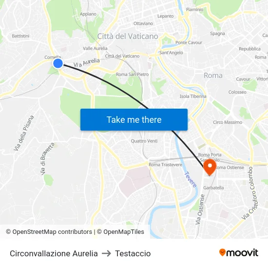 Circonvallazione Aurelia to Testaccio map