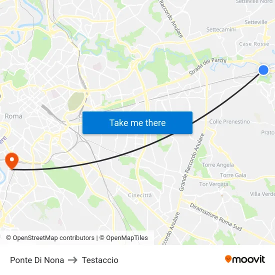 Ponte Di Nona to Testaccio map