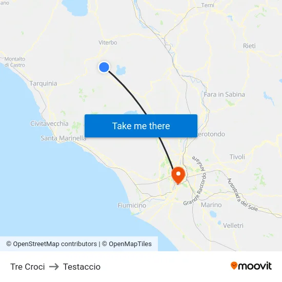 Tre Croci to Testaccio map