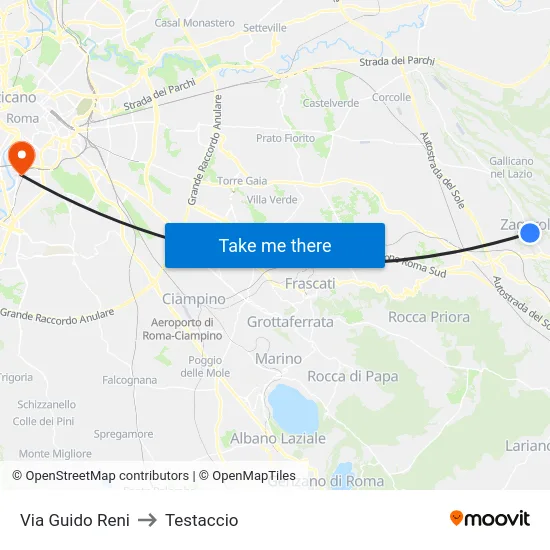 Via Guido Reni to Testaccio map