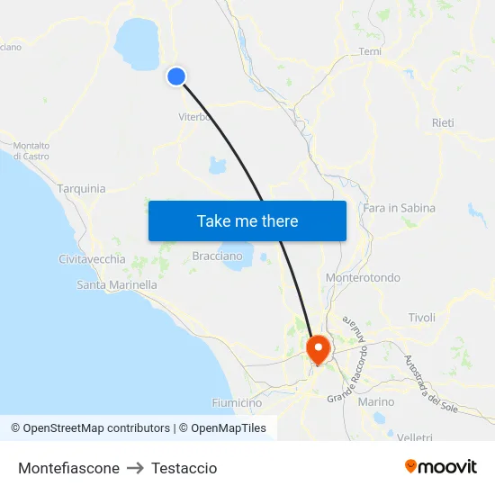 Montefiascone to Testaccio map