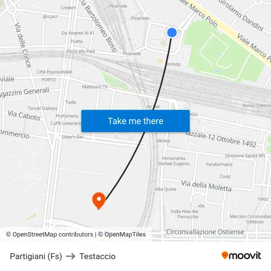 Partigiani (Fs) to Testaccio map