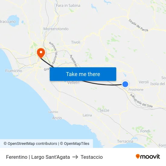 Ferentino | Largo Sant'Agata to Testaccio map