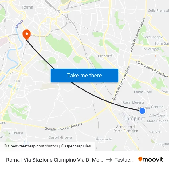 Roma | Via Stazione Ciampino Via Di Morena to Testaccio map