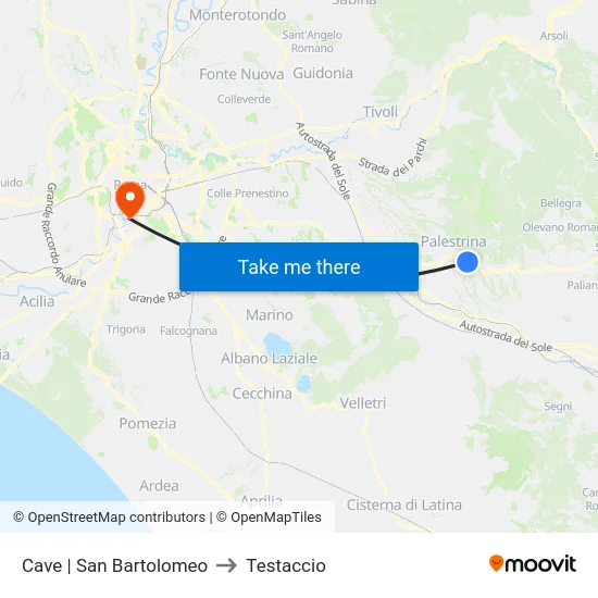 Cave | San Bartolomeo to Testaccio map