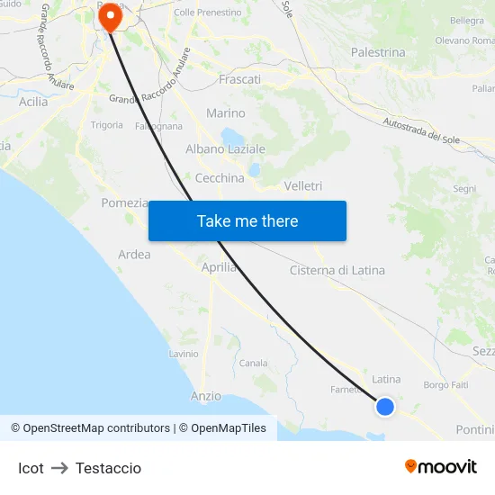 Icot to Testaccio map