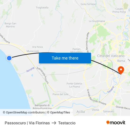 Passoscuro | Via Florinas to Testaccio map