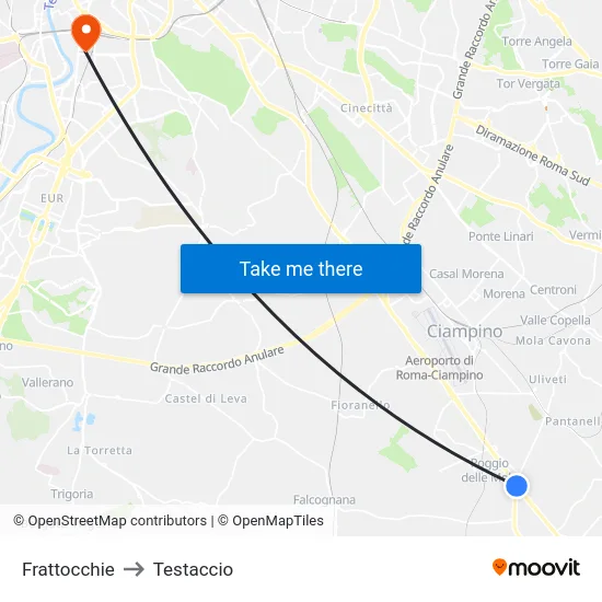 Frattocchie to Testaccio map