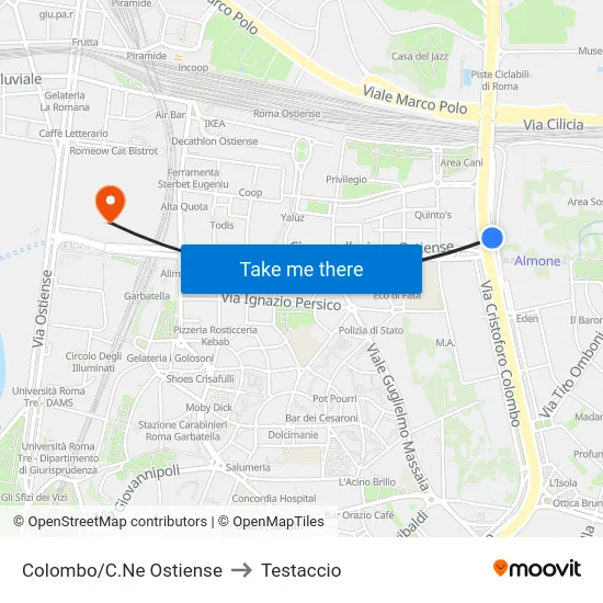 Colombo/C.Ne Ostiense to Testaccio map