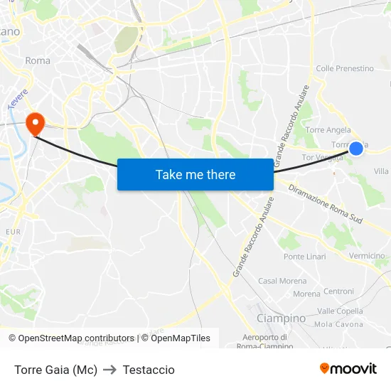 Torre Gaia (Mc) to Testaccio map