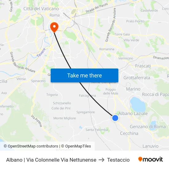 Albano | Via Colonnelle Via Nettunense to Testaccio map