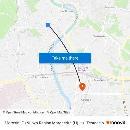 Morosini E./Nuovo Regina Margherita (H) to Testaccio map