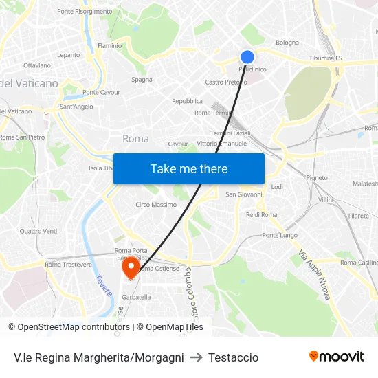 V.le Regina Margherita/Morgagni to Testaccio map