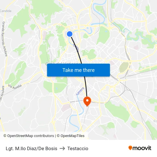 Lgt. M.llo Diaz/De Bosis to Testaccio map