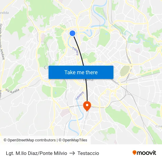 Lgt. M.llo Diaz/Ponte Milvio to Testaccio map