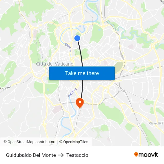 Guidubaldo Del Monte to Testaccio map