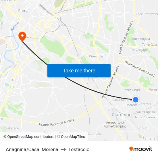 Anagnina/Casal Morena to Testaccio map