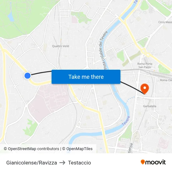 Gianicolense/Ravizza to Testaccio map