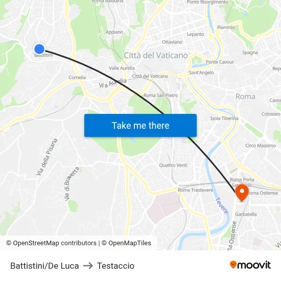 Battistini/De Luca to Testaccio map