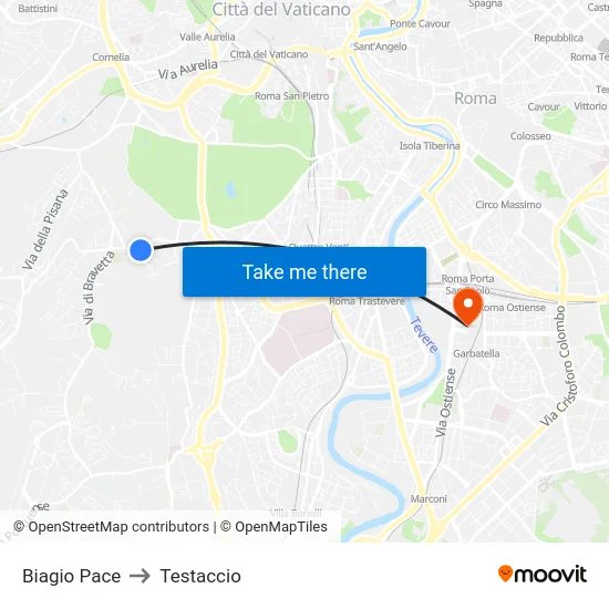 Biagio Pace to Testaccio map