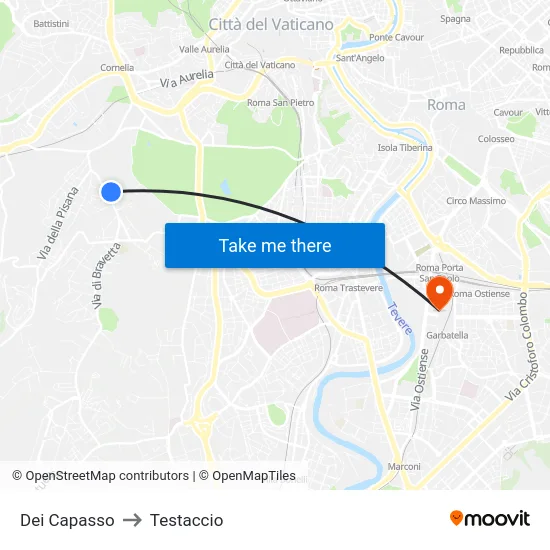 Dei Capasso to Testaccio map