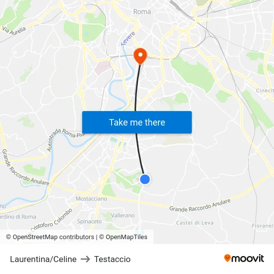 Laurentina/Celine to Testaccio map