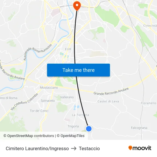Cimitero Laurentino/Ingresso to Testaccio map