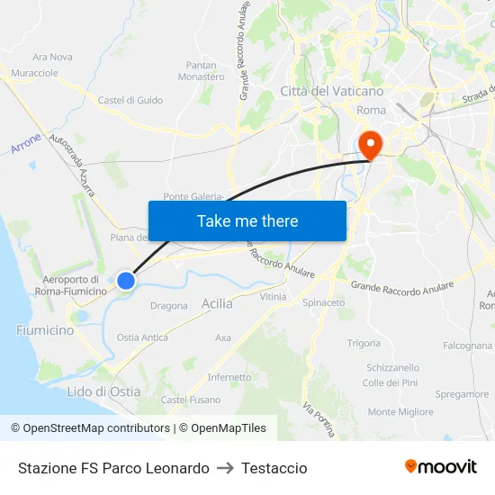 Stazione FS Parco Leonardo to Testaccio map