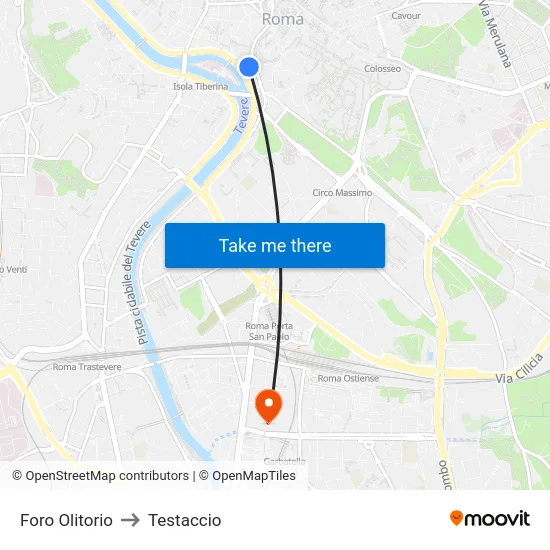 Foro Olitorio to Testaccio map