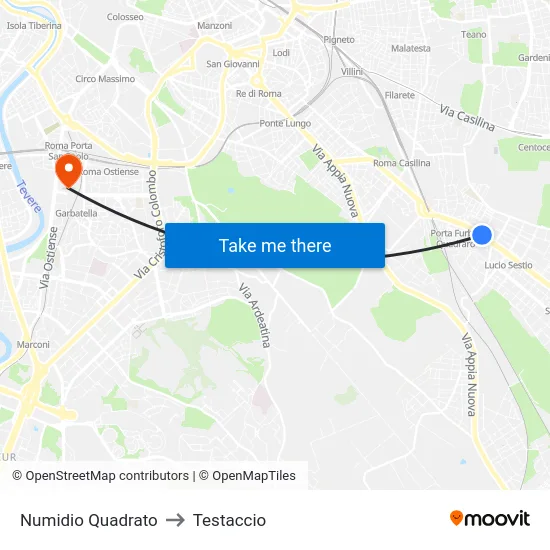 Numidio Quadrato to Testaccio map