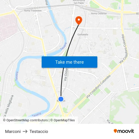 Marconi to Testaccio map