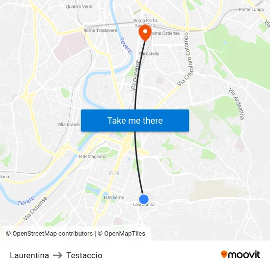Laurentina to Testaccio map