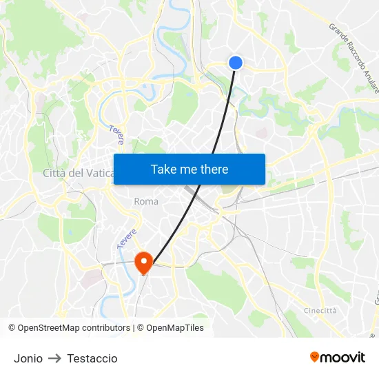 Jonio to Testaccio map