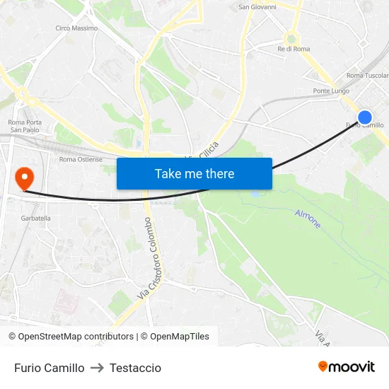Furio Camillo to Testaccio map
