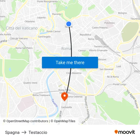 Spagna to Testaccio map