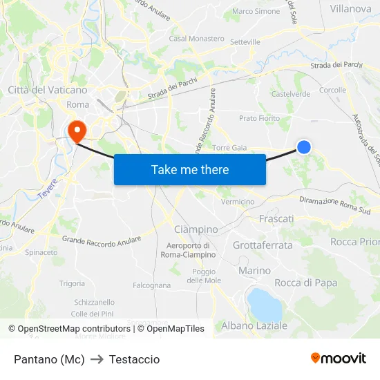 Pantano (Mc) to Testaccio map