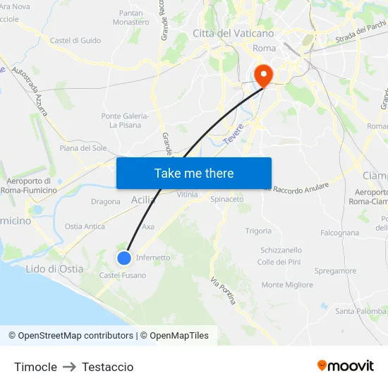 Timocle to Testaccio map